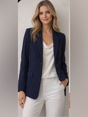 Chaus Navy Pinstripe Tailored Blazer